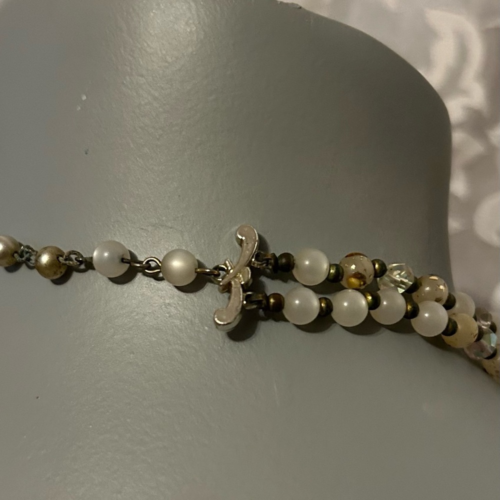 Vintage Beaded Double-Strand Necklace, Silver-tone Hook Closure - Picture 5 of 5